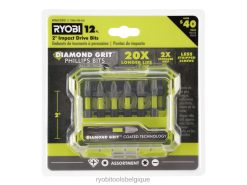 accessoires RYOBI 12 pièces. 2 embouts à percussion diamantés 486FN841