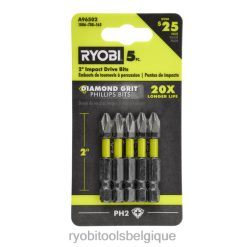 accessoires RYOBI 5 pièces. 2 embouts à percussion diamantés 486FN823