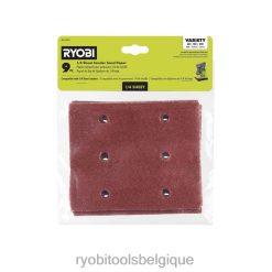 accessoires RYOBI 9 pièces. 1/4 feuille de papier de verre pour ponceuse 486FN766