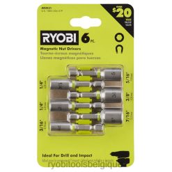 accessoires RYOBI Jeu de 6 tournevis à écrou magnétique à impact 486FN830
