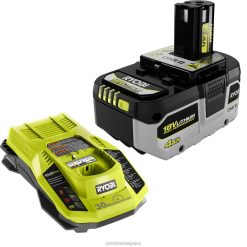 batteries et chargeurs RYOBI Kit de démarrage avec batterie et chargeur au lithium haute performance 18v one+ 4ah 486FN687