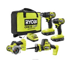 outils électroportatifs RYOBI Kit combiné compact sans balais de 4 outils 18 V 486FN869