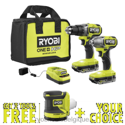 outils électroportatifs RYOBI Kit combiné de 2 outils sans balais 18 V One+ HP avec ponceuse à orbite aléatoire 18 V One+ gratuite et outil gratuit de votre choix. 486FN13