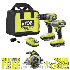 outils électroportatifs RYOBI Kit combiné de 2 outils sans balais 18 V One+ HP avec scie circulaire compacte 6-1/2 sans balais 18 V One+ HP gratuite et outil de sélection gratuit de votre choix. 486FN