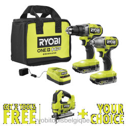 outils électroportatifs RYOBI Kit combiné de 2 outils sans balais 18 V One+ HP avec scie sauteuse sans balais 18 V One+ HP gratuite et outil de sélection gratuit de votre choix. 486FN15
